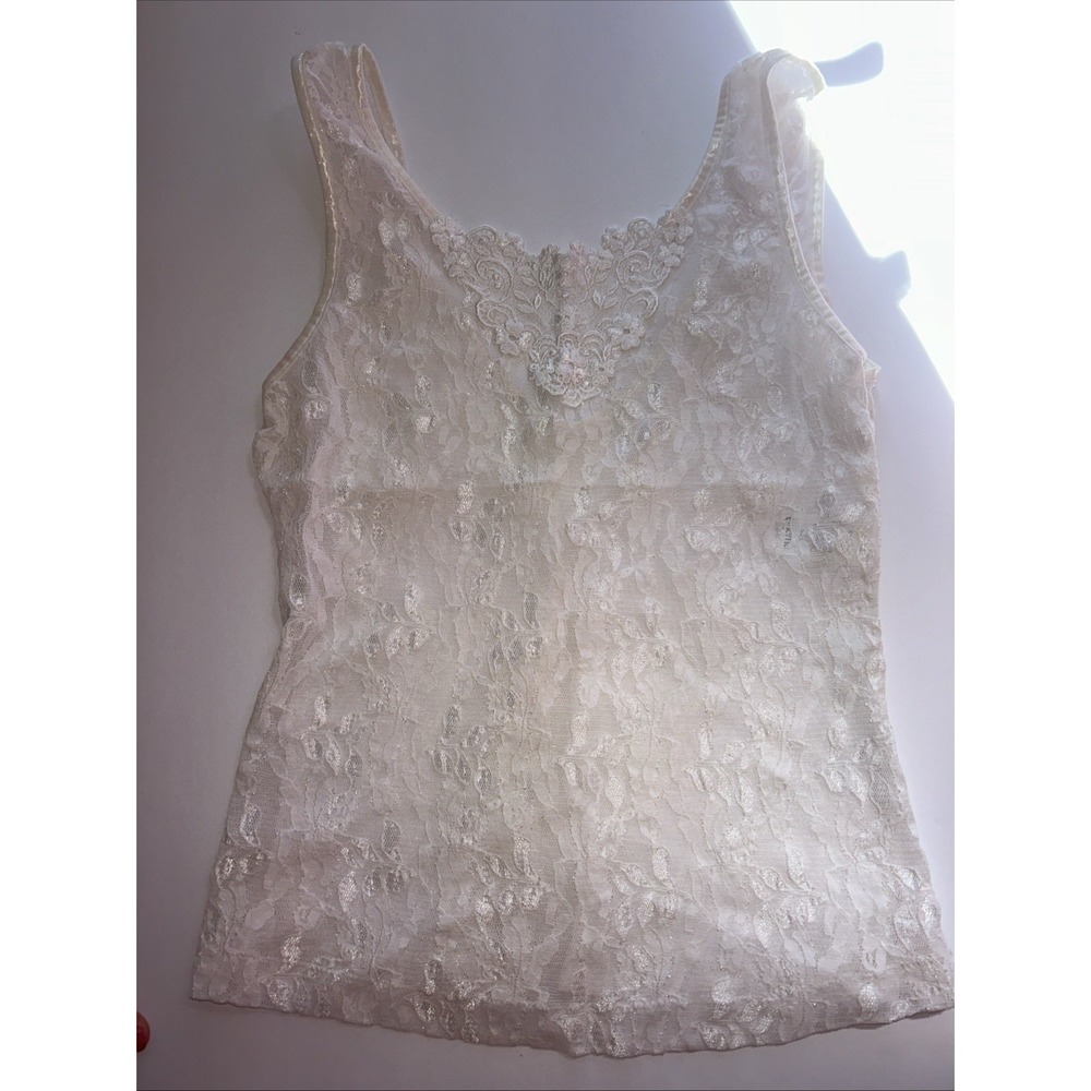 Cinema Etoile Lace Tank Top Small White Floral Sleeveless Romantic